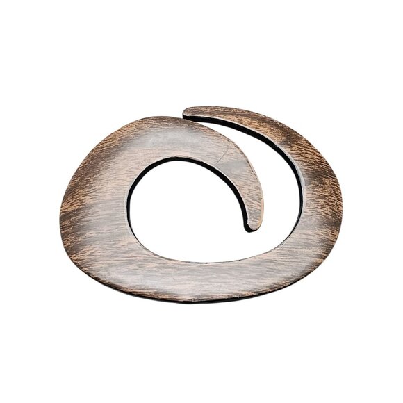 Abstract Spiral Wood Look Belt Buckle Vintage Design Plastic Spiral